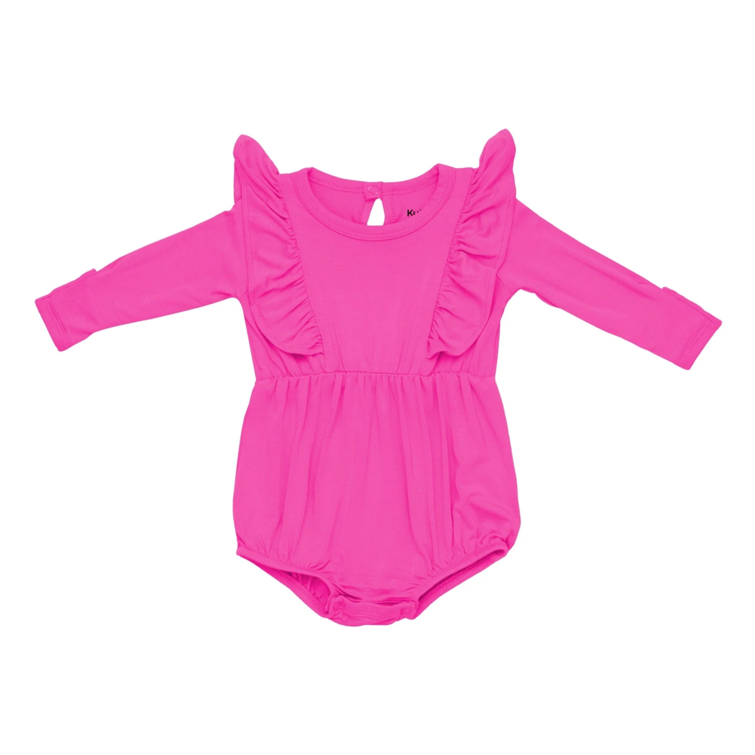 Bamboo Jersey Long Sleeve Bubble Romper In Raspberry 1 Bamboo Jersey Long Sleeve Bubble Romper In Raspberry