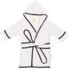 Toddler Bath Robe In Cloud With Midnight Trim
