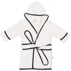 Toddler Bath Robe In Cloud With Midnight Trim