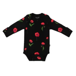 Long Sleeve Bodysuit In Midnight Poppies