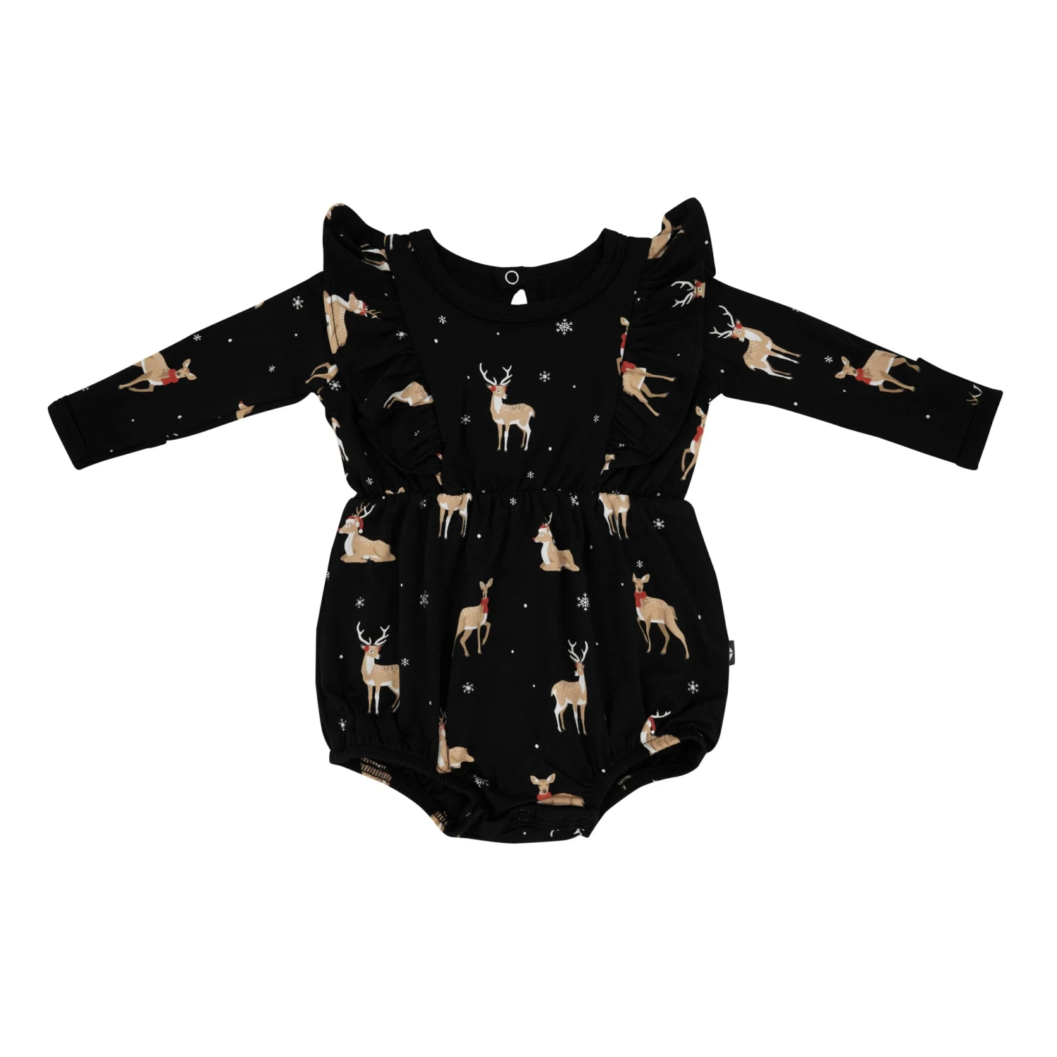 Long Sleeve Bubble Romper In Midnight Deer 1 Long Sleeve Bubble Romper In Midnight Deer