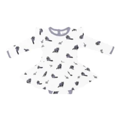 Long Sleeve Twirl Bodysuit Dress In Raccoon
