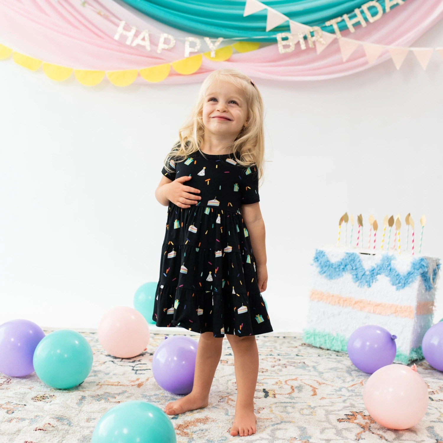 Short Sleeve Tiered Dress In Midnight Party 1 Short Sleeve Tiered Dress In Midnight Party