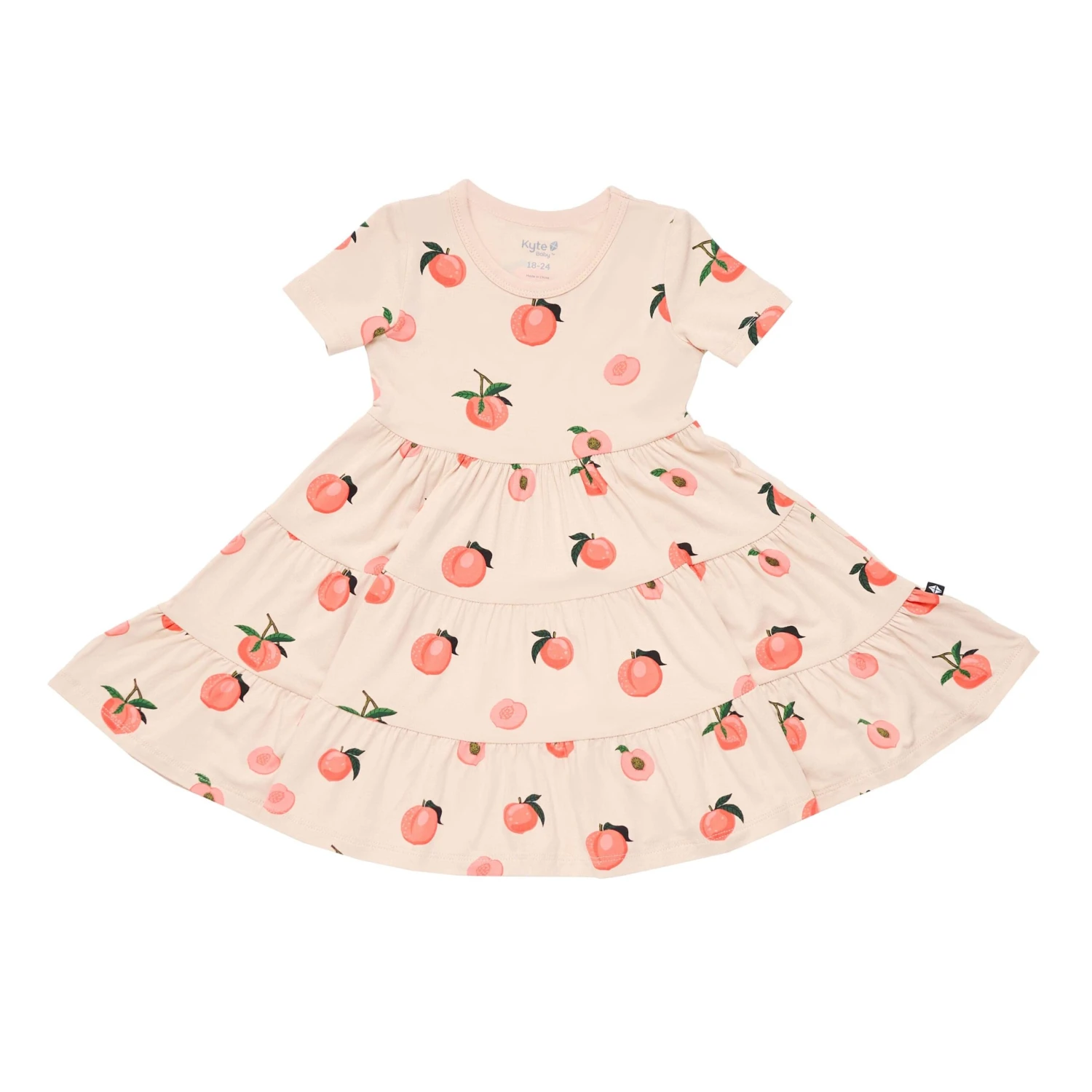 Short Sleeve Tiered Dress In Peach 2 Short Sleeve Tiered Dress In Peach - Image 2