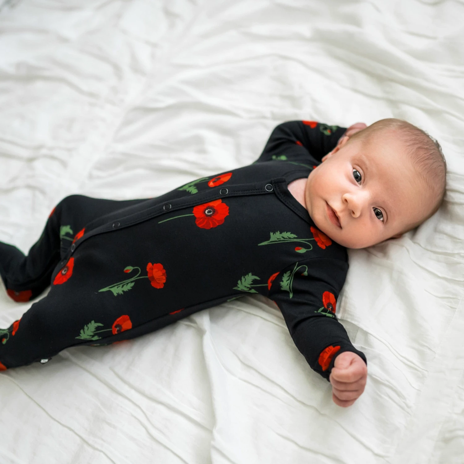 Footie In Midnight Poppies 2 Footie In Midnight Poppies - Image 2