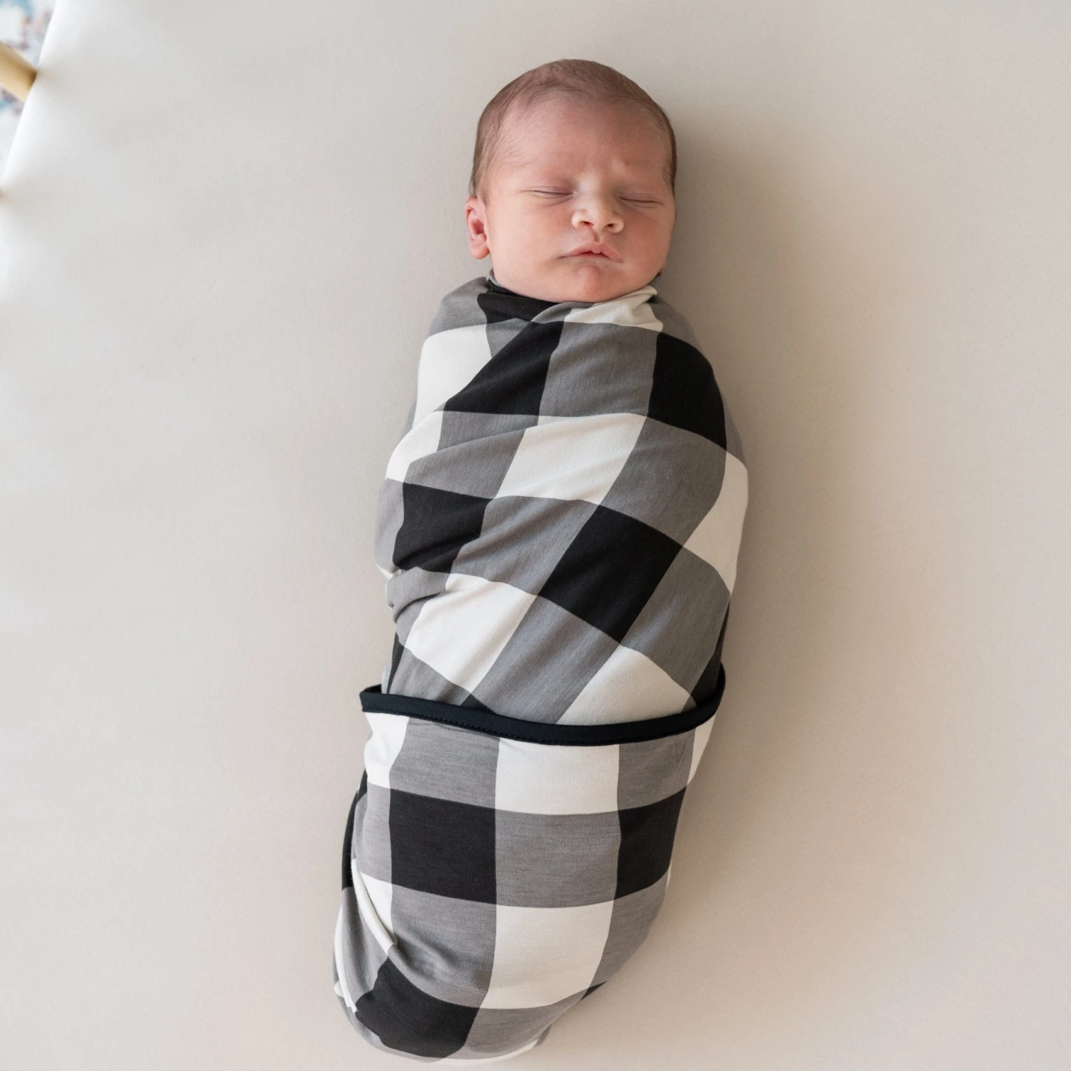 Swaddle Blanket In Midnight Plaid 4 Swaddle Blanket In Midnight Plaid - Image 4