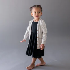 Bamboo Jersey Toddler Cardigan In Oat
