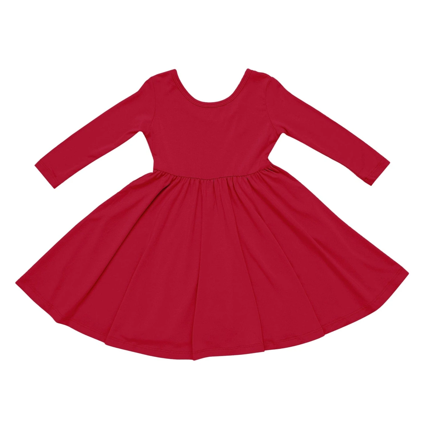 Long Sleeve Twirl Dress In Cardinal 2 Long Sleeve Twirl Dress In Cardinal - Image 2
