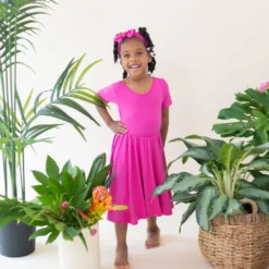 Twirl Dress In Raspberry -Kyte Baby Shop kyte baby toddler short sleeve twirl dress twirl dress in raspberry 32290343026799