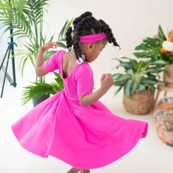 Twirl Dress In Raspberry -Kyte Baby Shop kyte baby toddler short sleeve twirl dress twirl dress in raspberry 32290343059567