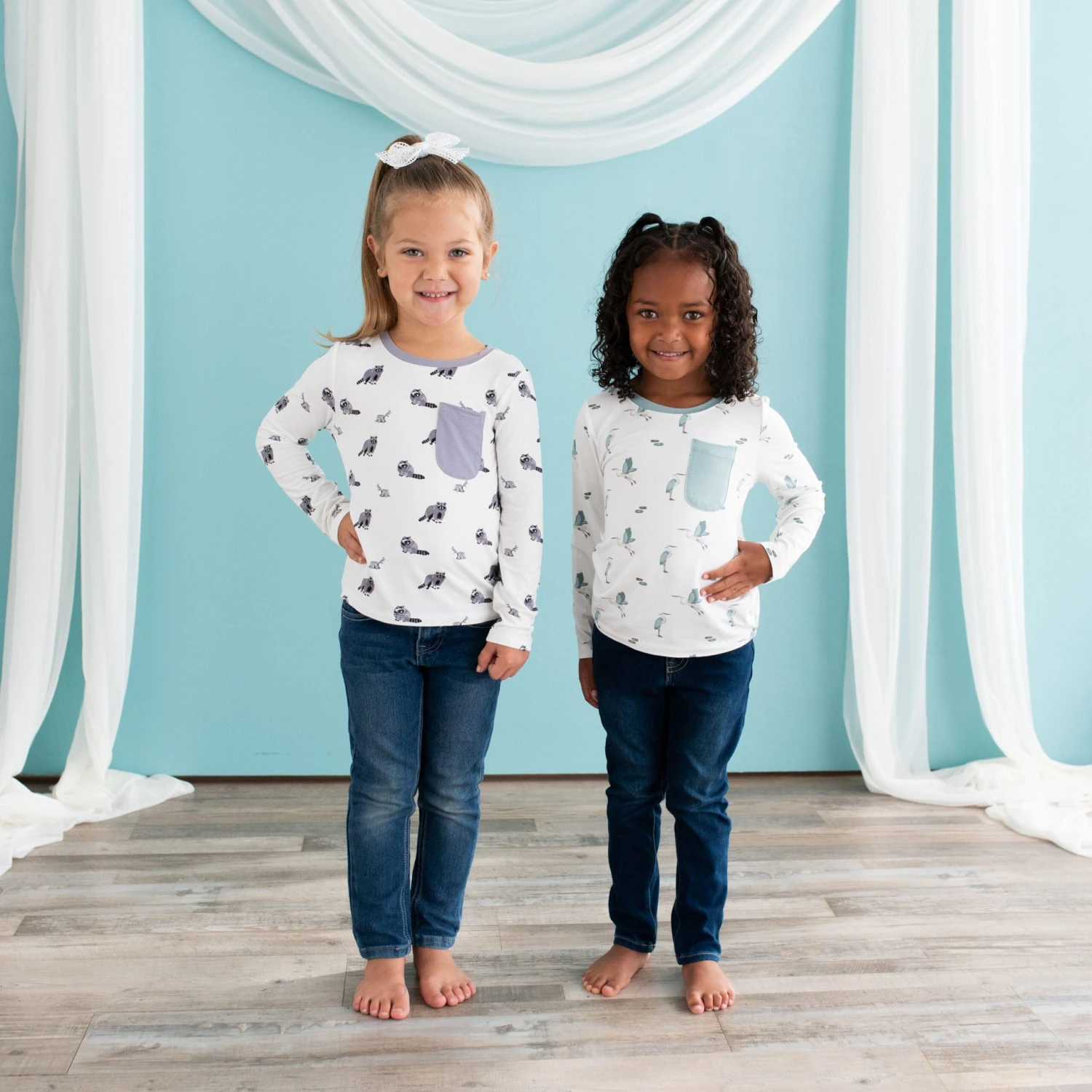 Long Sleeve Toddler Crew Neck Tee In Blue Heron 3 Long Sleeve Toddler Crew Neck Tee In Blue Heron - Image 3