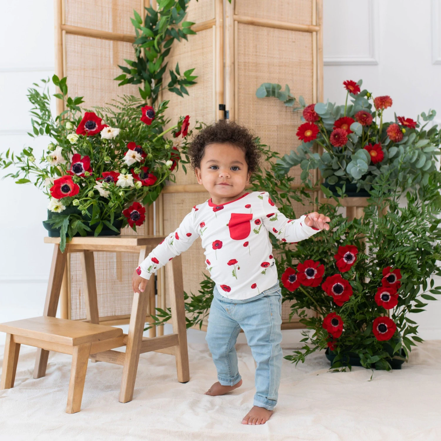 Long Sleeve Toddler Crew Neck Tee In Cloud Poppies 3 Long Sleeve Toddler Crew Neck Tee In Cloud Poppies - Image 3