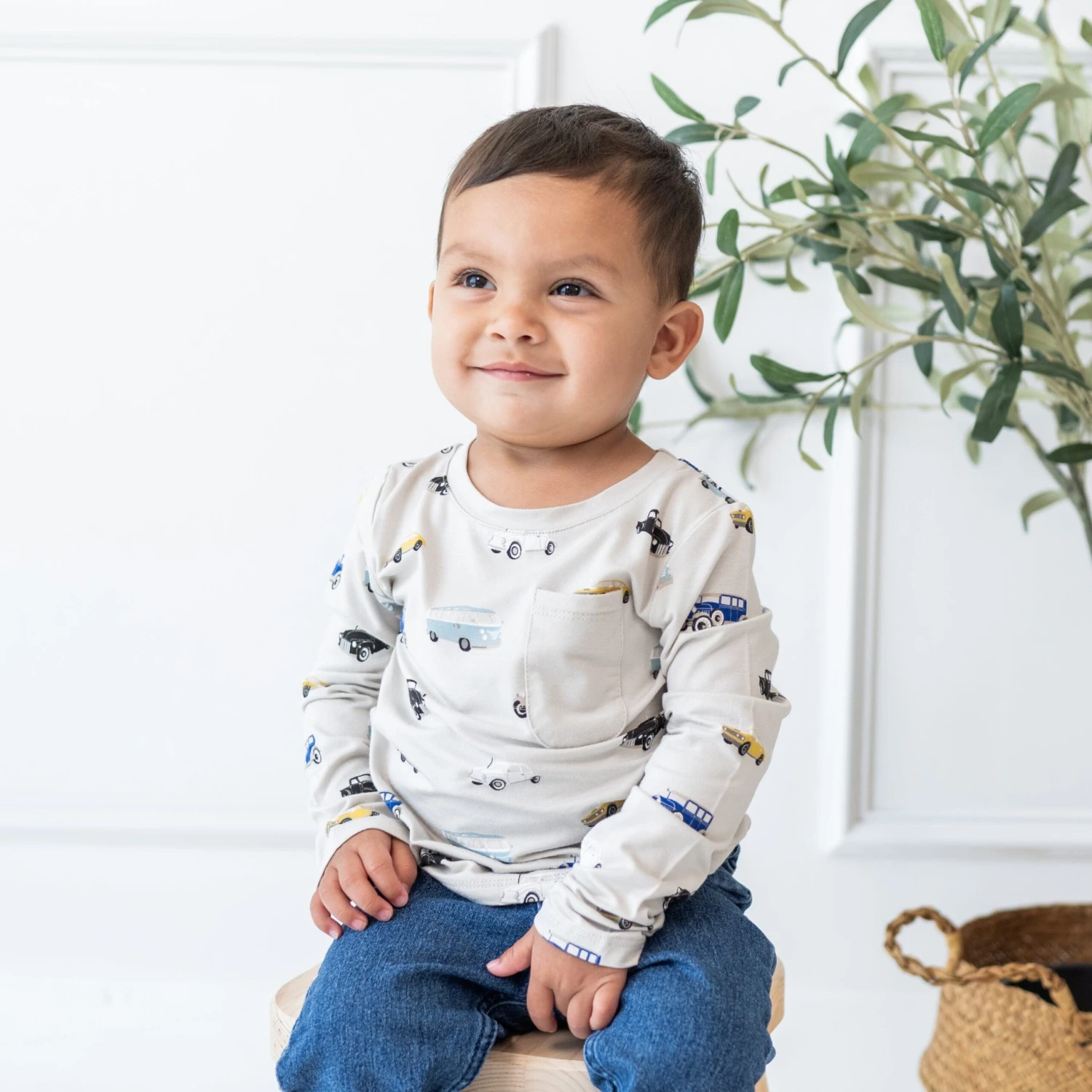 Long Sleeve Toddler Crew Neck Tee In Vintage Cars 1 Long Sleeve Toddler Crew Neck Tee In Vintage Cars