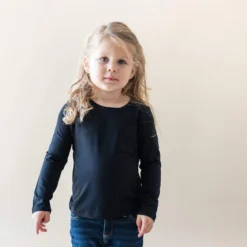Long Sleeve Toddler Crew Neck Tee In Midnight