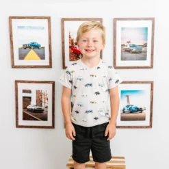 Toddler V-Neck Tee In Vintage Cars
