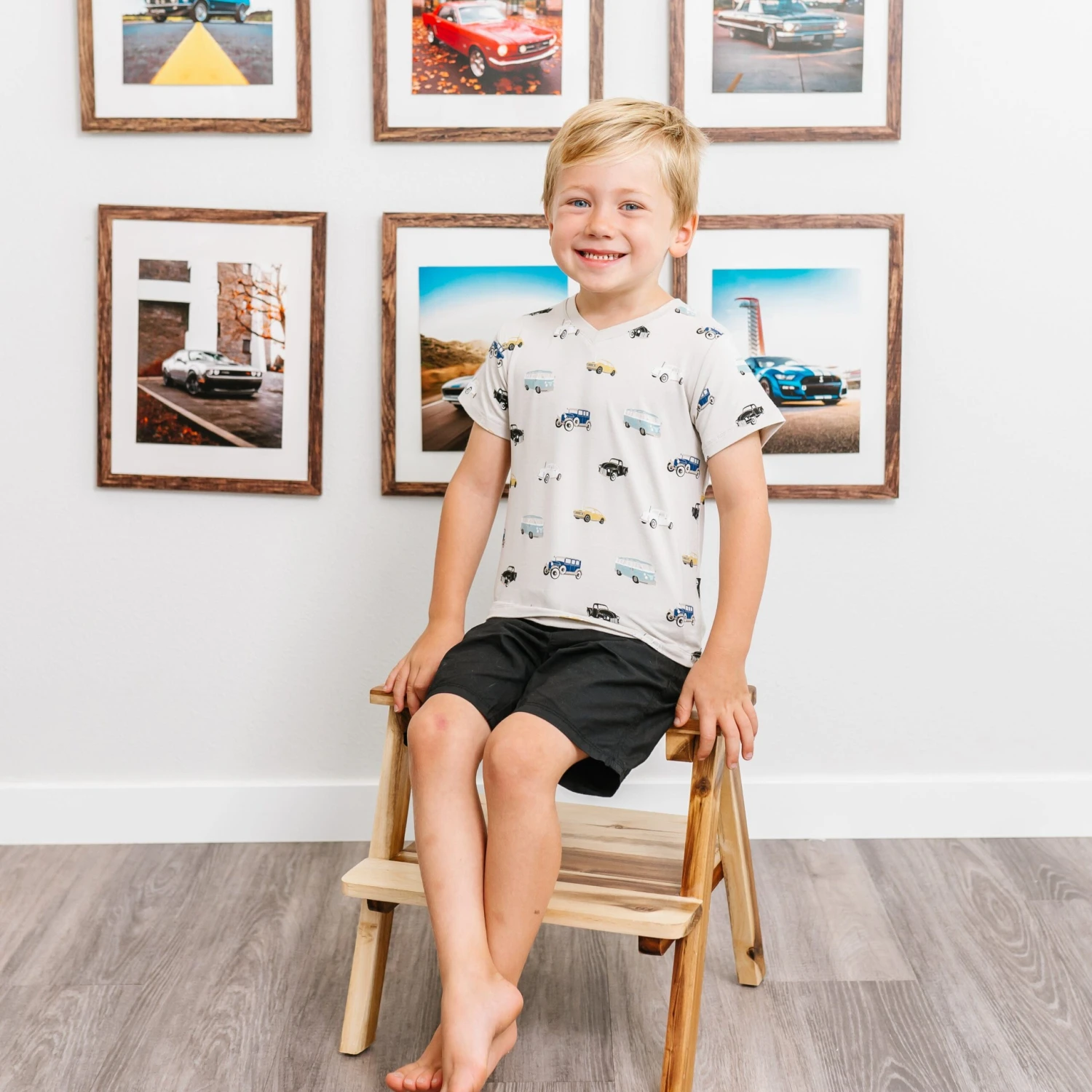 Toddler V-Neck Tee In Vintage Cars 3 Toddler V-Neck Tee In Vintage Cars - Image 3