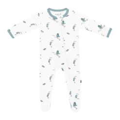 Zippered Footie In Blue Heron