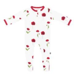 Zippered Footie In Cloud Poppies