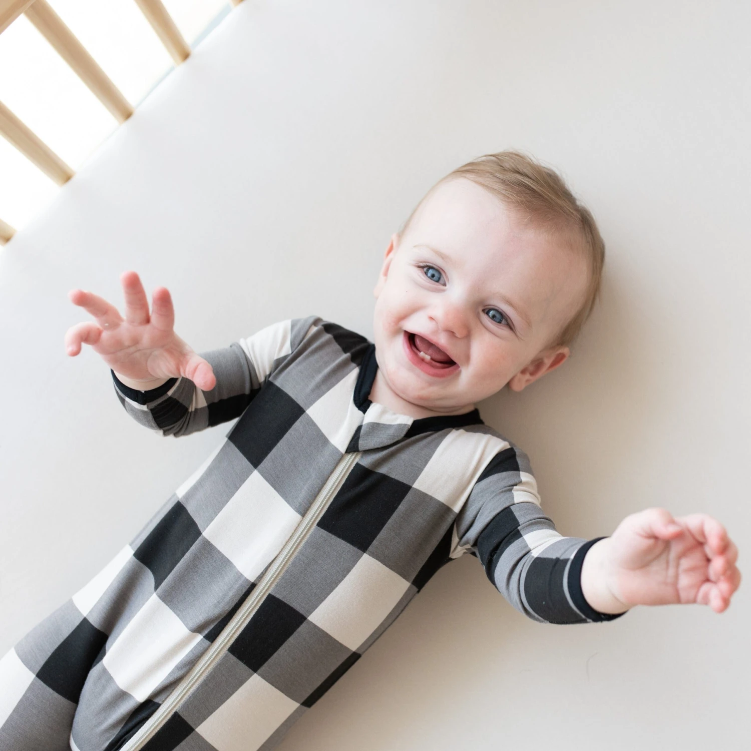 Zippered Footie In Midnight Plaid 2 Zippered Footie In Midnight Plaid - Image 2