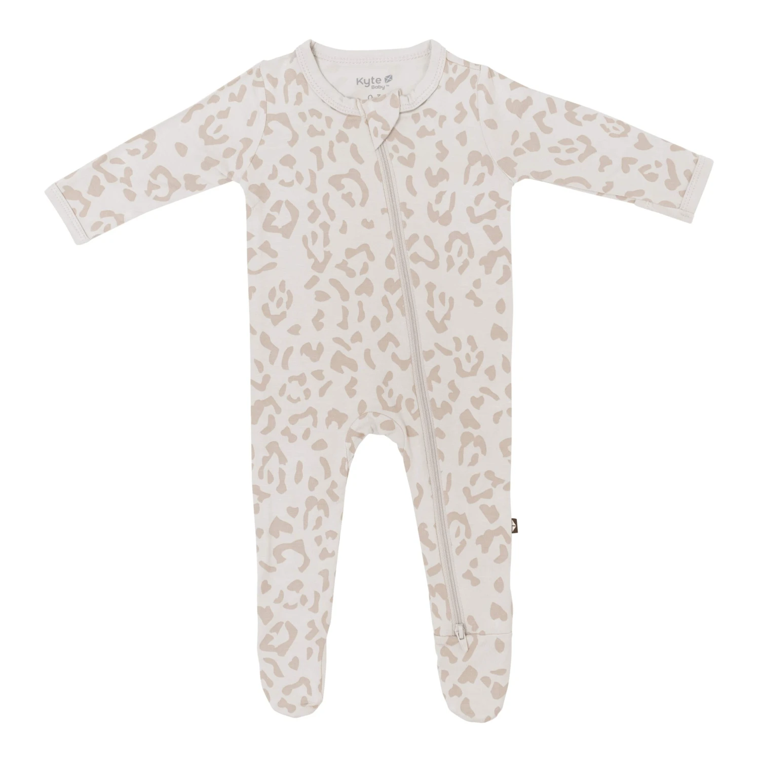 Zippered Footie In Oat Leopard 1 Zippered Footie In Oat Leopard