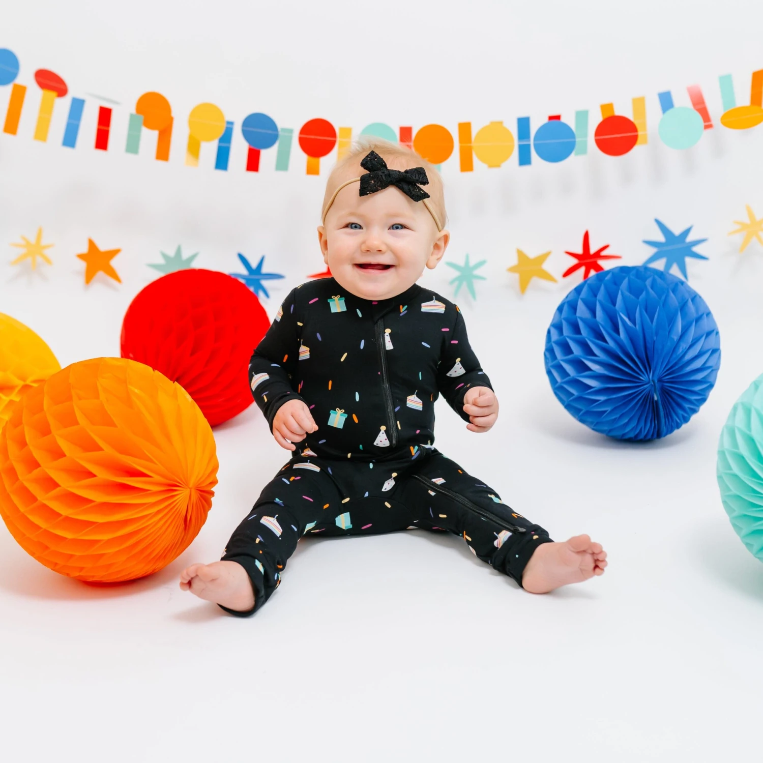 Zippered Romper In Midnight Party 2 Zippered Romper In Midnight Party - Image 2