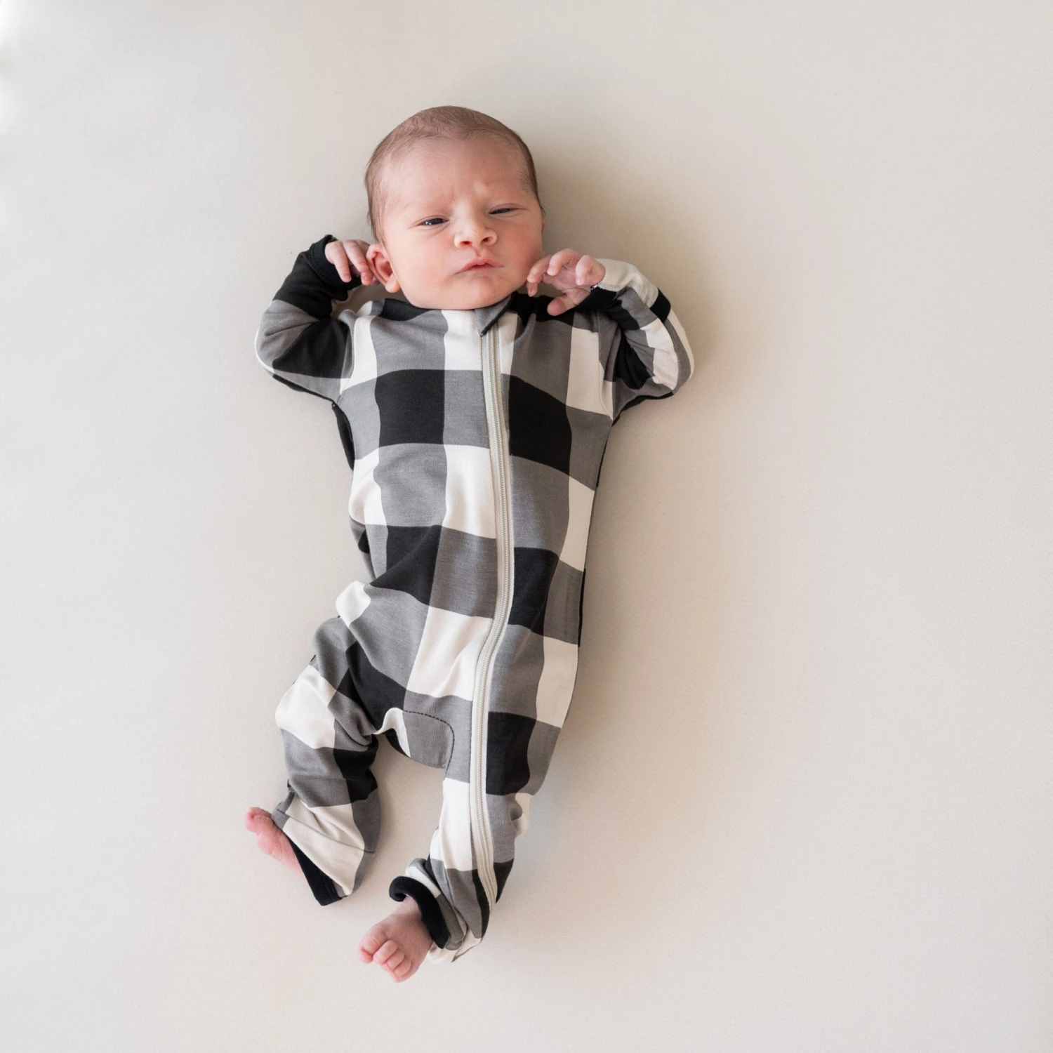 Zippered Romper In Midnight Plaid 2 Zippered Romper In Midnight Plaid - Image 2