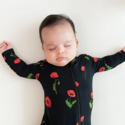 Zippered Romper In Midnight Poppies -Kyte Baby Shop kyte baby zippered rompers zippered romper in midnight poppies 32550080577647 scaled