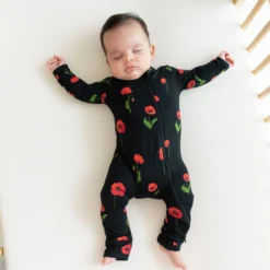 Zippered Romper In Midnight Poppies -Kyte Baby Shop kyte baby zippered rompers zippered romper in midnight poppies 32550080610415 scaled