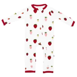 Zippered Romper In Strawberry